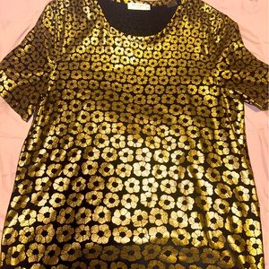 Equipment Gold Metallic Floral Short Sleeve Tee